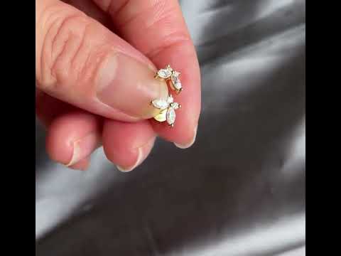 Butterfly Style Marquise/Round Cut Moissanite Stud Earring