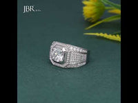 1.5ct Men's Brilliant Cut Moissanite Diamond S925 Silver Band Side Stones Ring