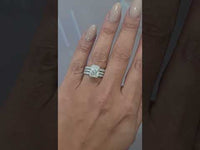 Bague de fiançailles coupe radiante de 4 carats, ensemble de mariée avec bague empilable