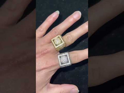 Iced Out Hip Hop Ring für Herren im Pyramidenstil mit Moissanit-Diamanten vorne