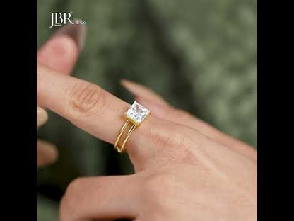 Double Band Princess Lab Grown Diamond Engagement Ring