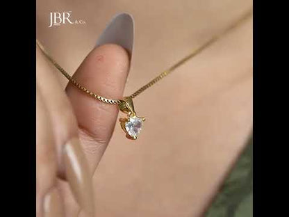 14K Solid Gold 1 Carat Heart Cut Lab Grown Diamond Solitaire Pendant Necklaces for Women