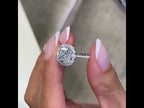 14k White Gold 3.36 Ct Cushion Cut Lab Grown Diamond Halo Set Engagement Ring Video