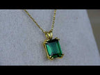 14K Gold Emerald Cut Green Gemstone May Birthstone Pendant Necklace for Gift
