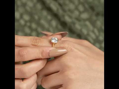 Bezel Set Round Moissanite Diamond Solitaire Ring