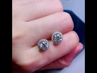 1.65 TCW Round Cut Lab Grown Diamond Halo Screw Back Earring