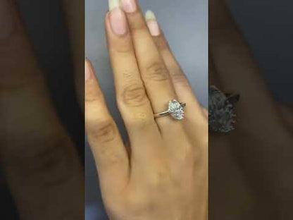 Bague de fiançailles minimaliste avec diamants cultivés en laboratoire, taille marquise, double halo, 1 ct