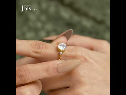 Three Stone Round Cut Lab Grown Diamond Engagement Ring