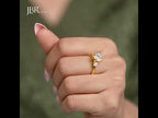 Twisted Three Stone Heart Moissanite Diamond Engagement Ring