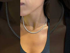 14k Gold Pave Set Round Cut Lab Grown Elongated Diamond Tennis Necklace Gift for Anniversary