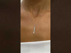 14k Solid Gold Bezel Setting, Baguette Cut Lab grown Diamond Bar Necklace , Bridal Jewelry