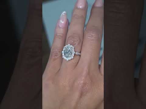 1.00Ct Oval Lab Diamond Vintage Milgrain Halo Engagement Ring