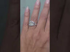 3.00ct Cushion cut Moissanite Halo Solitaire Engagement Ring