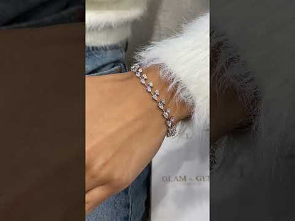 Bracelet de perles en forme de cœur en or 14 carats 