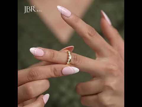 Horizontal Oval Lab Diamond Half Eternity Wedding Band