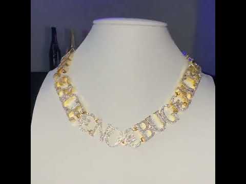 24 MM VVS Round Moissanite Diamond Custom Name Rapper link Chain