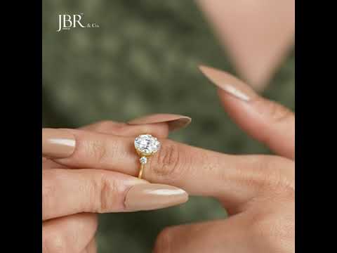 Three Stone Oval Cut Lab Grown Diamond Engagement Ring