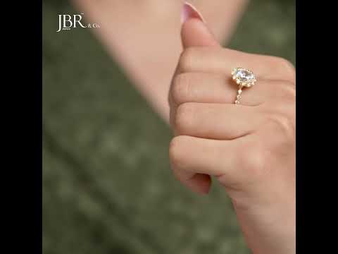 Floating Shared Prong Oval Moissanite Diamond Halo Ring