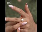 Milgrain Three Stone Radiant Moissanite Diamond Engagement Ring