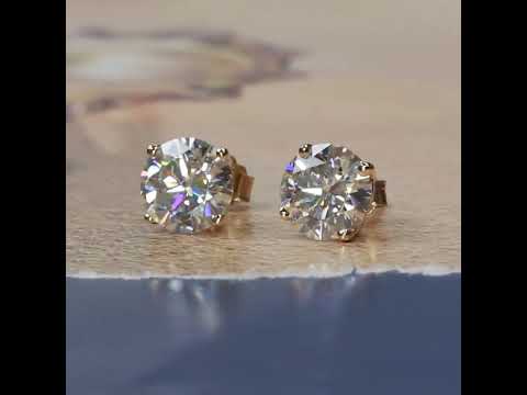 Round Cut Lab Grown Diamond Four Prong Screw Back Earring