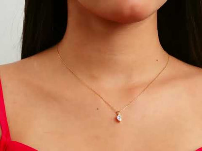 Collier pendentif diamant moissanite en forme de poire en or 14 carats