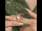Three Stone Oval Cut Moissanite Engagement Ring