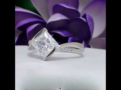 Princess Cut Lab-Grown Diamond Bypass Engagement Ring Video