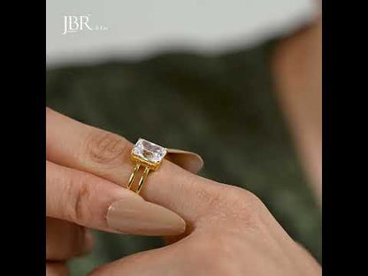 Double Band Radiant Lab Grown Diamond Engagement Ring