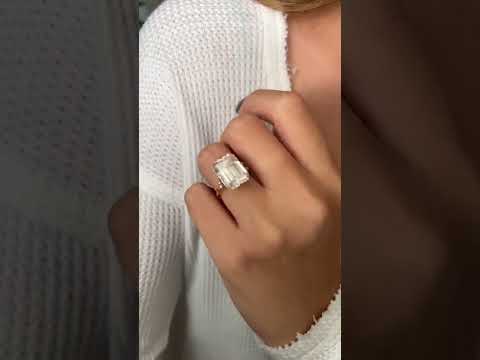Lab Grown Emerald-Cut Ring - Art Deco Style with Kite-Cut Lab Diamonds & Cathedral Band Video