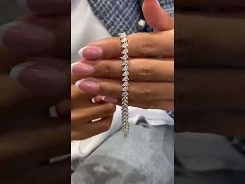 Solid 14k White Gold Pear Cut Lab Grown Diamond Prong Set Tennis Bracelet, Jewelry for Women