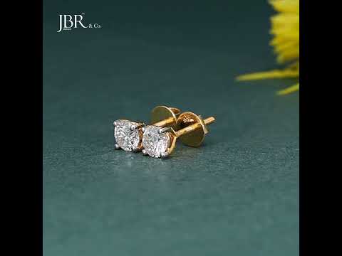 Round Cut Lab Grown Diamond Four Prong Screw Back Earring