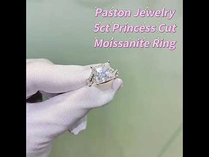 Bague de fiançailles Moissanite torsadée taille princesse 2.00CT