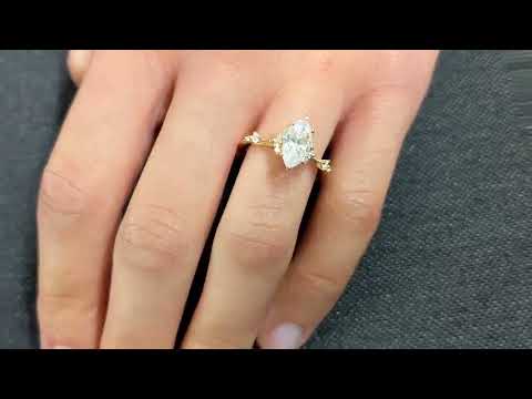 3 CT Marquise Lab Grown Diamond Ring In 14K Gold Video