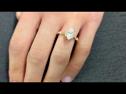 3 CT Marquise Cut Lab Grown Diamond Engagement Ring14K Gold Vintage Design Elements in Modern Rings