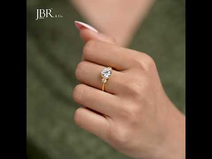 Classic Three Stone Round Cut Moissanite Engagement Ring