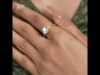 Three Stone Pear Moissanite Engagement Ring With Pear Side Stone
