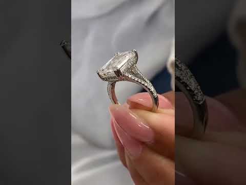 14k White Gold 6.38 Carat Emerald Cut Lab Grown Hidden Halo Diamond Engagement Ring Video