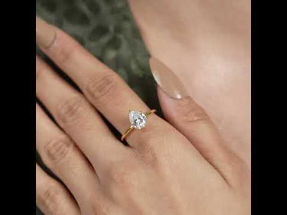 Six Prong Pear Cut Moissanite Solitaire Engagement Ring