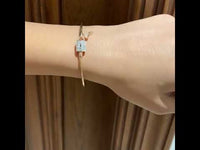 14k Solid Gold Lock and Key Charm Bangle Bracelet