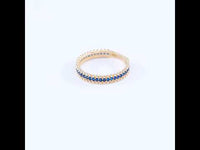14k Gold Sapphire Eternity Band Ring Beaded Sapphire Dainty Bridal Band for Women