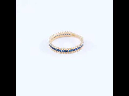 14k Gold Sapphire Eternity Band Ring Beaded Sapphire Dainty Bridal Band for Women