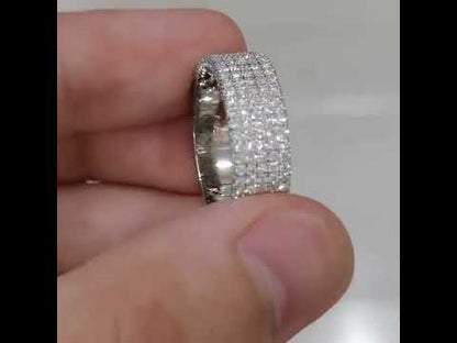 7mm stilvoller Pavé-Ring mit funkelndem Iced Out 5-reihigem Moissanit-Diamant im Rundschliff für Herren