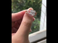 Bague de fiançailles Moissanite à tige fendue en grappe de diamants taille Asscher 2.00CT