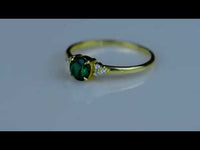 Round Cut Emerald Engagement 14K Gold Dainty Wedding Anniversary Ring Mothers Day Gift