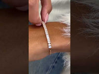 14K Rose Gold Emerald Cut Lab-Grown Diamond Half Eternity Bracelet, Gift for Women