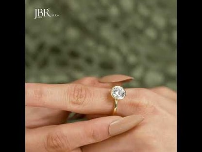 Classic Bezel Set Round Moissanite Diamond Engagement Ring