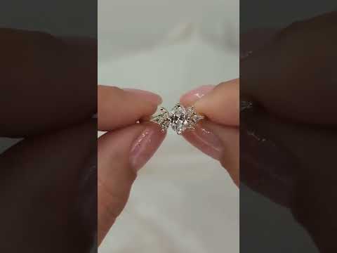 2CT Oval Cut Side Marquise Lab-Grown Diamond Engagement Ring