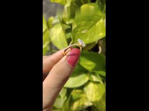 2.0CT Emerald Shaped Solitaire Diamond Moissanite Engagement Ring