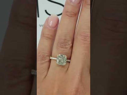 Bague de fiançailles en diamant cultivé en laboratoire Halo taille radiante carrée 1 carat