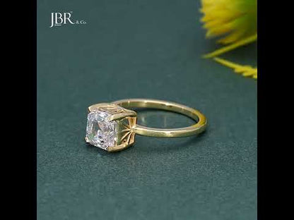 Art Deco Solitaire Asscher Cut Moissanite Engagement Ring